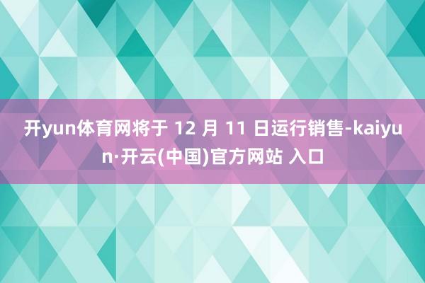 开yun体育网将于 12 月 11 日运行销售-kaiyun·开云(中国)官方网站 入口