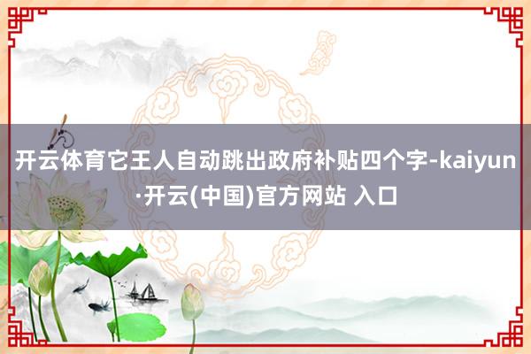 开云体育它王人自动跳出政府补贴四个字-kaiyun·开云(中国)官方网站 入口